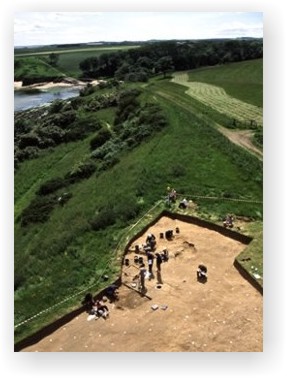 An aerial view of Howick during excavations