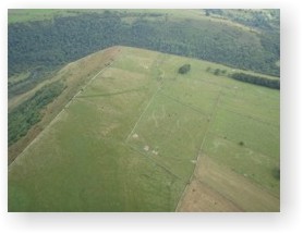 An aerial view of Fin Cop hillfort