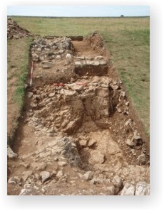The hillfort rampart and ditch after excavation