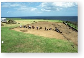 Some students helping to excavate the site