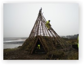 The reconstruction of the Mesolithic hut at Howick
