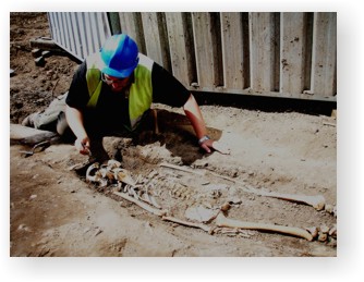 The excavation of graves containing well preserved human remains