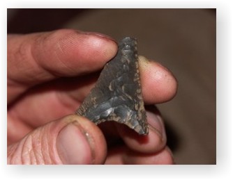 A flint arrowhead found at Cheviot Quarry