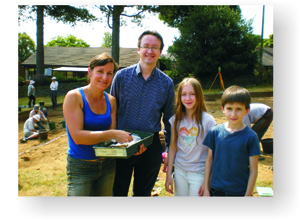 Jessika Sheppy of ARS Ltd with local councillor Joe Otten and his children Phoebe and Sam.