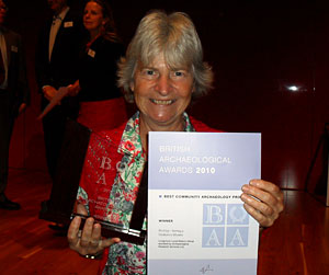Ann Hall after accepting the 2010 award for Best Community Archaeology Project