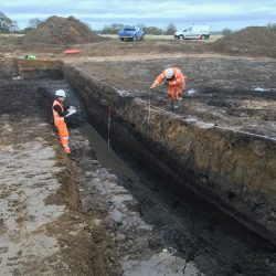 Drawing the section of the trench that had been excavated through the kettle hole at Killerby Quarry. © Copyright ARS Ltd 2018