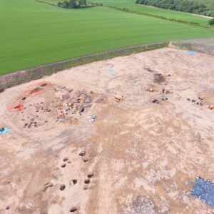 Drone mounted aerial view of the late prehistoric settlement during excavation at Lochinver © Copyright ARS Ltd 2022