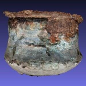 Still from a 3D photographic model of a late prehistoric cauldron retrieved from excavations undertaken at Lochinver Quarry during 2021 © Copyright ARS Ltd 2022